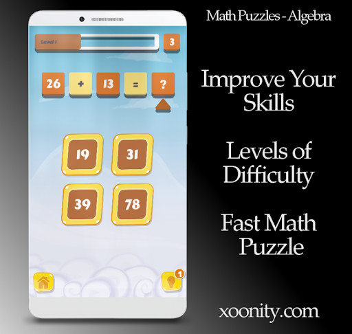 Run android online APK Math Puzzles - Algebra Game, Mathematic Arithmetic from MyAndroid or emulate Math Puzzles - Algebra Game, Mathematic Arithmetic using MyAndroid