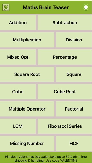 Emulate iPhone app Maths Brain Teaser using MyAndroid