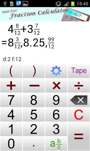 Run android online APK Math Tool Fraction Calculator from MyAndroid or emulate Math Tool Fraction Calculator using MyAndroid
