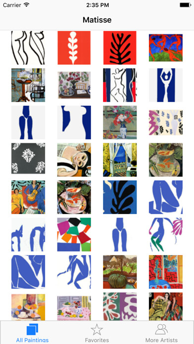 Emulate iPhone app Matisse 129 Paintings HD 120M+ using MyAndroid