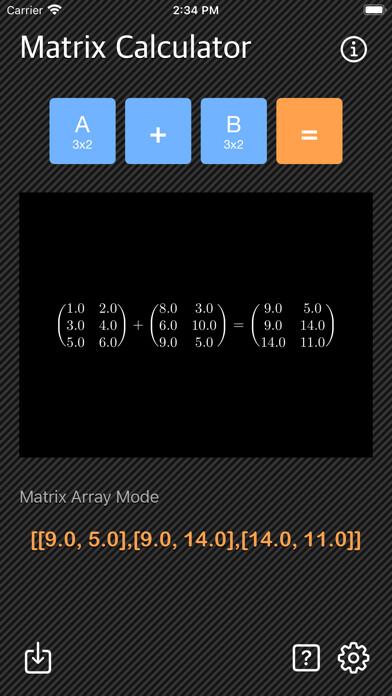 Emulate iPhone app Matrix Calc Plus using MyAndroid