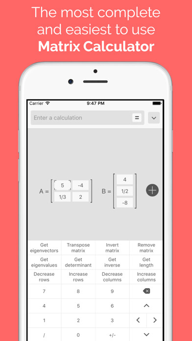 Emulate iPhone app Matrix Calculator and Toolkit using MyAndroid Emulate iPhone app Matrix Calculator and Toolkit using MyAndroid