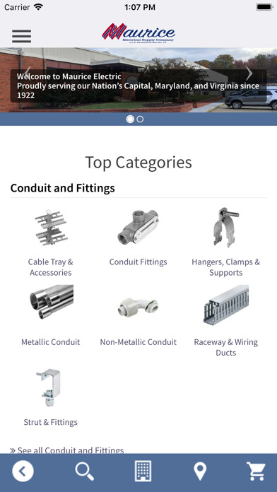 Emulate iPhone app Maurice Electrical Supply Co using MyAndroid