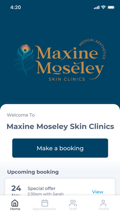 Emulate iPhone app Maxine Moseley Skin Clinics using MyAndroid Emulate iPhone app Maxine Moseley Skin Clinics using MyAndroid