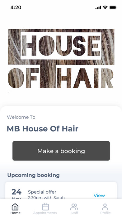 Emulate iPhone app MB House Of Hair using MyAndroid