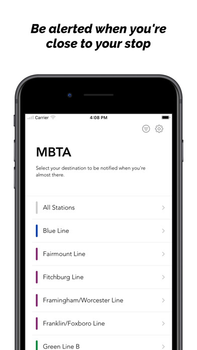 Emulate iPhone app MBTA Destinations - Arrive using MyAndroid