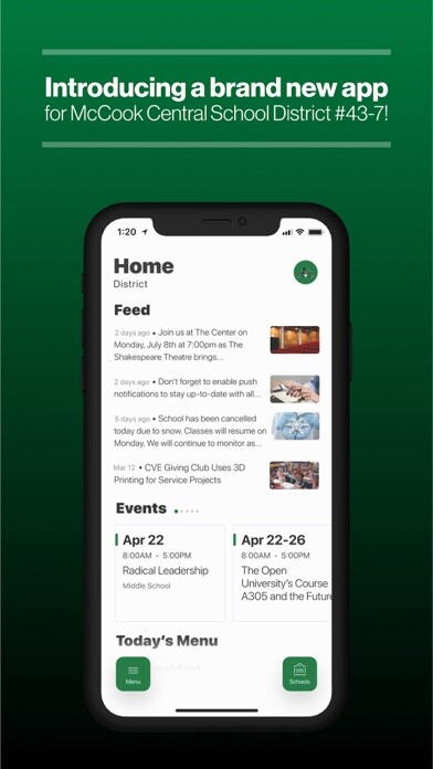 Emulate iPhone app McCook Central School District using MyAndroid