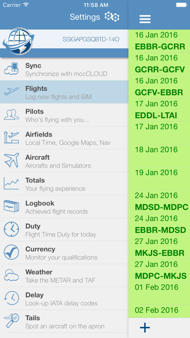 Emulate iPhone app mccPILOTLOG using MyAndroid