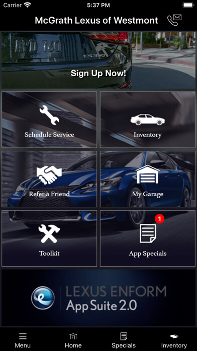 Emulate iPhone app McGrath Lexus Westmont MLink using MyAndroid