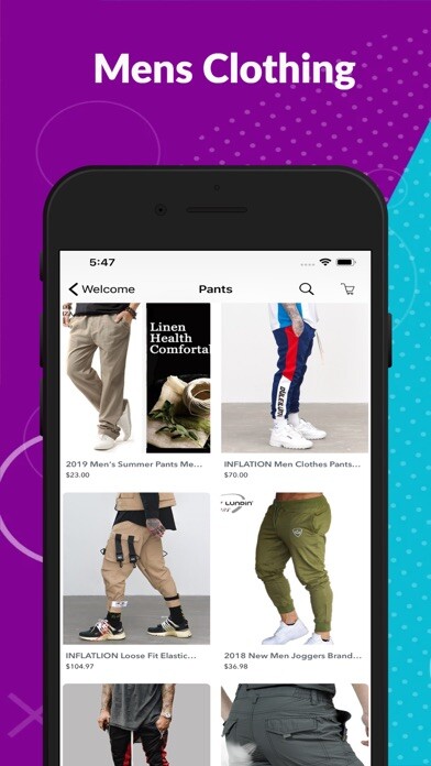 Emulate iPhone app M Clothing : Shop for MENs using MyAndroid