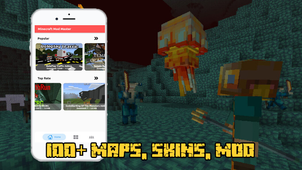 Run android online APK MCPE Mods - Maps, Skins, Addon from MyAndroid or emulate MCPE Mods - Maps, Skins, Addon using MyAndroid