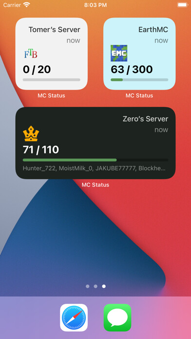 Emulate iPhone app MC Status Widget for Minecraft using MyAndroid Emulate iPhone app MC Status Widget for Minecraft using MyAndroid