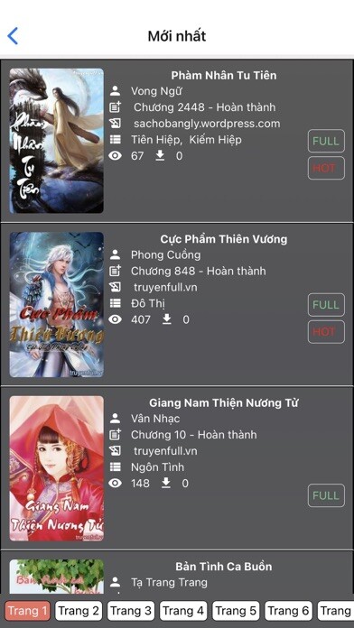 Emulate iPhone app Mê Đọc Truyện Chữ using MyAndroid