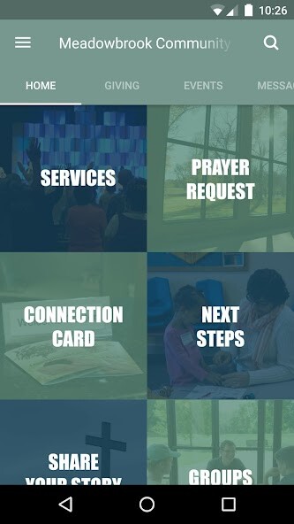 Emulate iPhone app Meadowbrook Community Church using MyAndroid