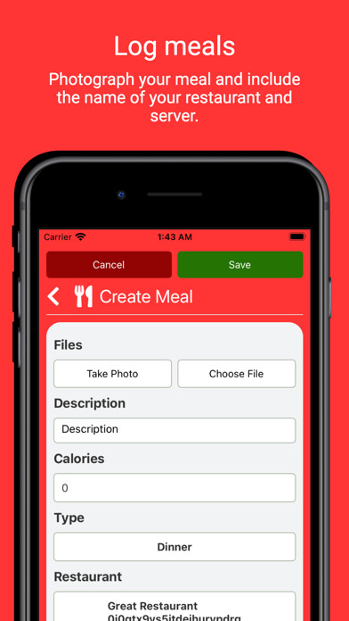 Emulate iPhone app Mealinvy - Log Meals using MyAndroid