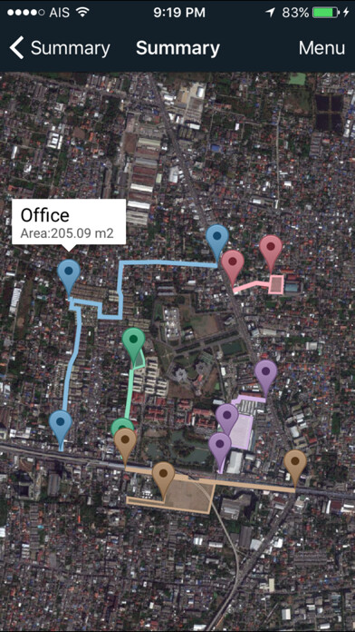 Emulate iPhone app measure map  planimeter pro : land area distance using MyAndroid