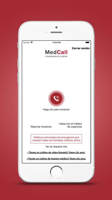 Emulate iPhone app MedCallWorkComp - Español using MyAndroid