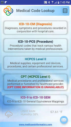 Run android online APK Medical Code Lookup from MyAndroid or emulate Medical Code Lookup using MyAndroid