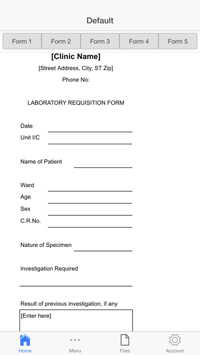 Emulate iPhone app Medical Requisition Form using MyAndroid