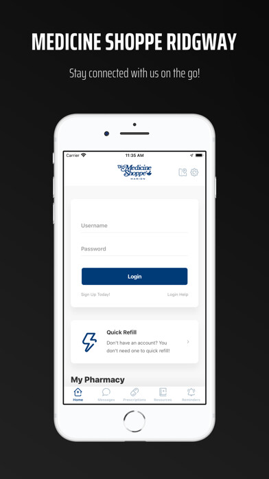 Emulate iPhone app Medicine Shoppe Ridgway using MyAndroid