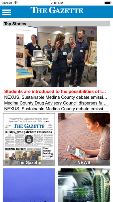 Emulate iPhone app Medina Gazette using MyAndroid