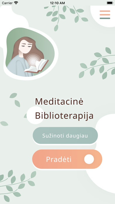Emulate iPhone app Meditacinė Biblioterapija using MyAndroid