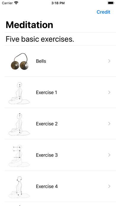 Emulate iPhone app Meditation - 5 basic exercises using MyAndroid