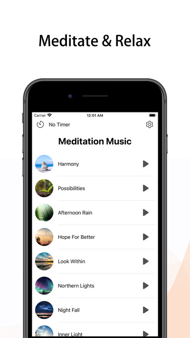 Emulate iPhone app Meditation Music - meditate using MyAndroid