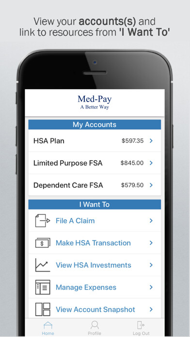Emulate iPhone app Med-Pay Flex Mobile using MyAndroid