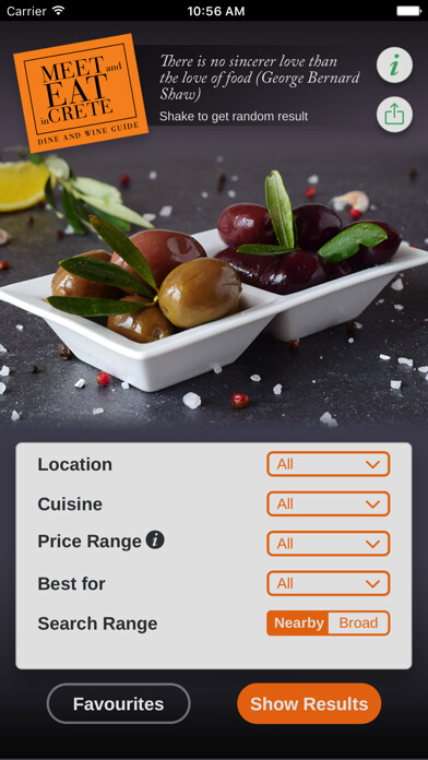 Emulate iPhone app Meet and Eat in Crete using MyAndroid