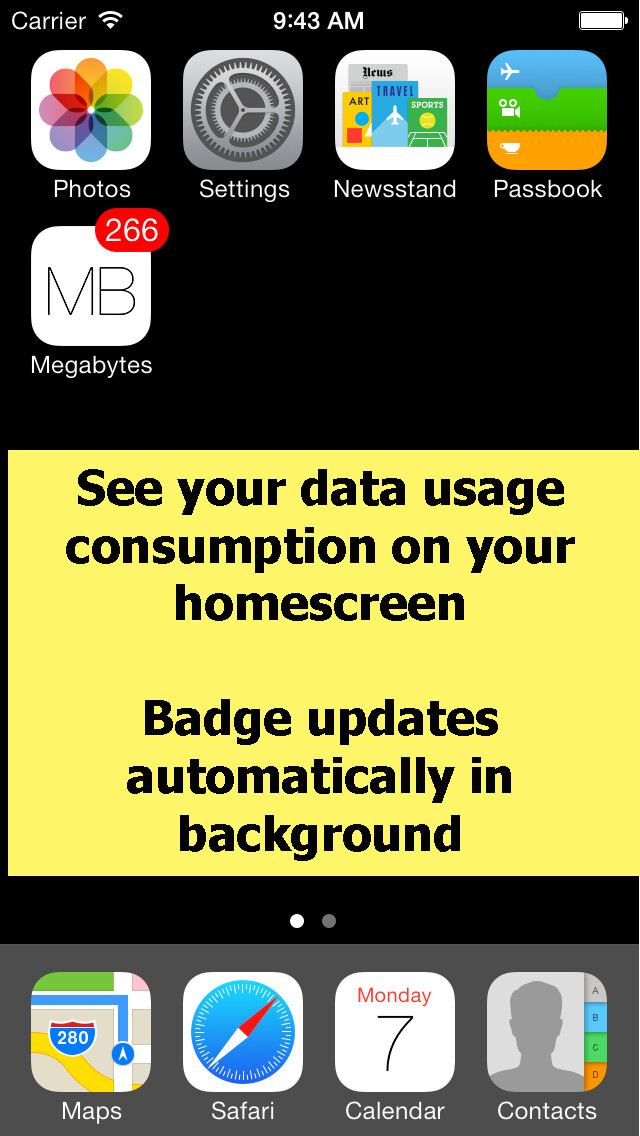 Emulate iPhone app Megabytes - Cellular (3G/4G/LTE/GPRS/EDGE) data usage on your Home Screen / Lock screen / Notification Center & widget using MyAndroid Emulate iPhone app Megabytes - Cellular (3G/4G/LTE/GPRS/EDGE) data usage on your Home Screen / Lock screen / Notification Center & widget using MyAndroid