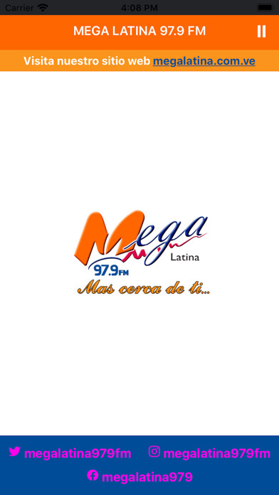 Emulate iPhone app MEGA LATINA 97.9 FM using MyAndroid