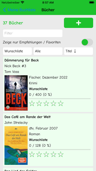 Emulate iPhone app Meine Buchliste using MyAndroid