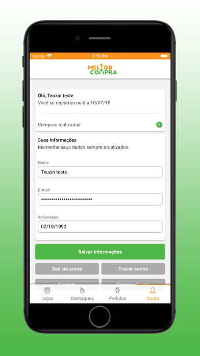 Emulate iPhone app Melhor Compra using MyAndroid
