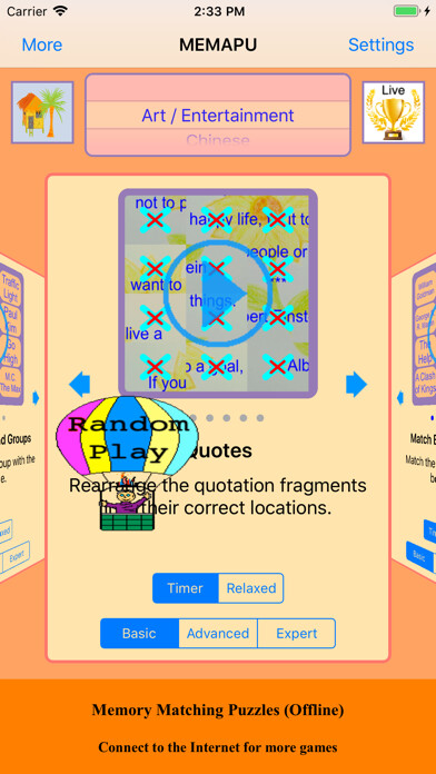Emulate iPhone app MEMAPU Memory Matching Puzzles using MyAndroid