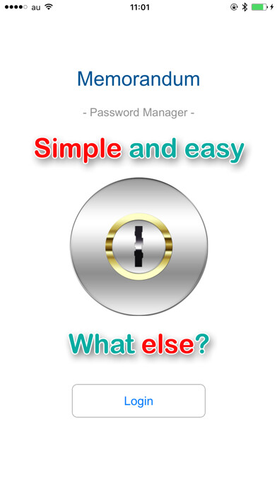 Emulate iPhone app Memorandum - Password Manager using MyAndroid
