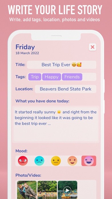 Emulate iPhone app Memories: Diary with lock using MyAndroid