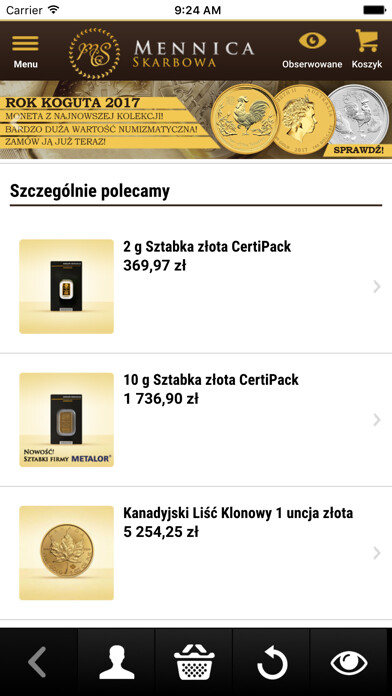 Emulate iPhone app Mennica Skarbowa using MyAndroid