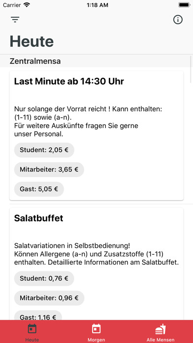 Emulate iPhone app Mensa Speiseplan Göttingen using MyAndroid Emulate iPhone app Mensa Speiseplan Göttingen using MyAndroid
