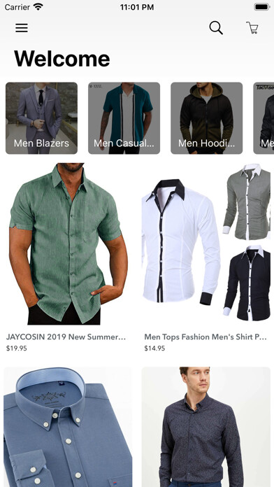 Emulate iPhone app Men Shirt Shop Clothing using MyAndroid