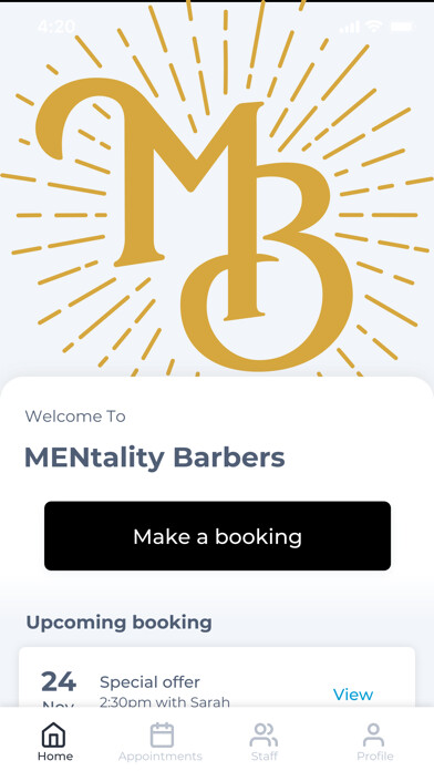Emulate iPhone app MENtality Barbers using MyAndroid