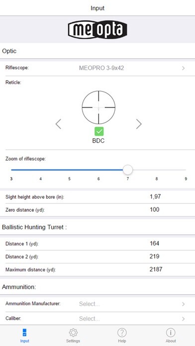 Emulate iPhone app Meopta Ballistic Calculator using MyAndroid
