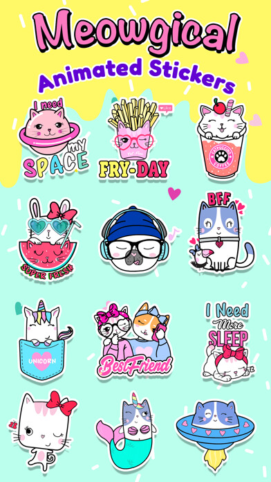 Emulate iPhone app Meowgical: Animated Stickers using MyAndroid