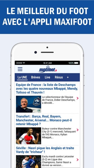 Emulate iPhone app Mercato foot par Maxifoot using MyAndroid