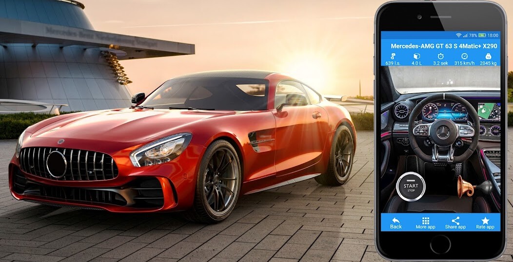 Run android online APK Mercedes car sound amg gt 63 from MyAndroid or emulate Mercedes car sound amg gt 63 using MyAndroid