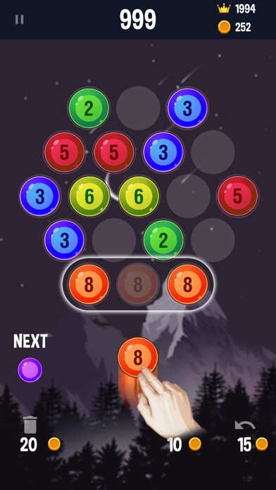 Emulate iPhone app Merge Hexa - Number Up 8 using MyAndroid