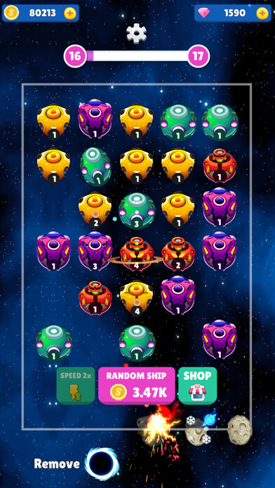Emulate iPhone app Merge Ships : Space Battle using MyAndroid