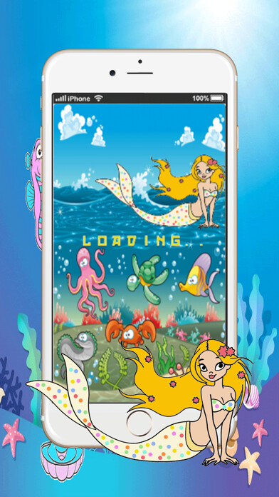 Emulate iPhone app mermaid little princess printable coloring pages:cute drawings free using MyAndroid