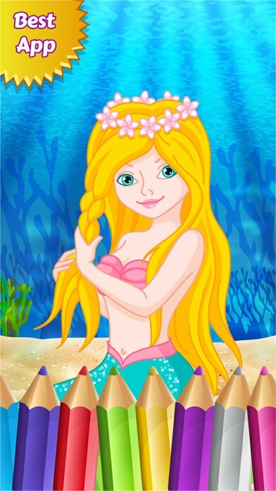 Emulate iPhone app Mermaid Princess Colorbook Drawing to Paint Coloring Game for Kids using MyAndroid