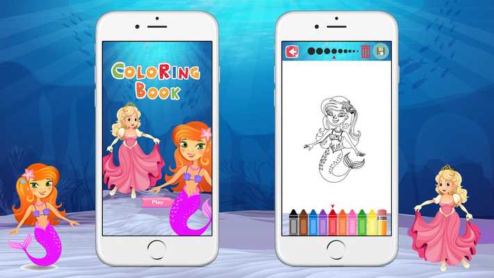 Emulate Android APK Mermaid Princess Coloring Page